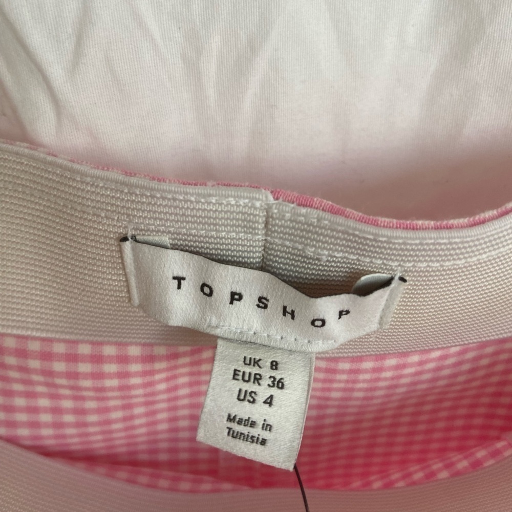 TOPSHOP pink mini single layered plaid skirt Size 4 NEW - Picture 10 of 12